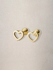 Hatastic 1 Pair Of Hollow Heart Stud Earrings Heart Twist Screw Ear Bone Studs Music Fest Back To School - View 2