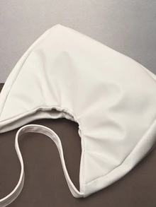 Hatastic Stilvolle Umhängetasche, neue einfarbige plissierte frische Handtasche mit hochwertiger Unterarmdesign, geeignet für Frühling & Herbst, Strandtasche Musikfestival - Weiss - Übersicht 3