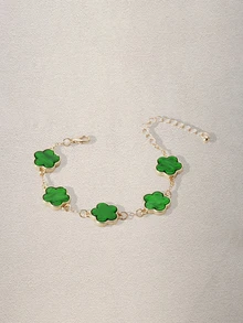 Hatastic 5pcs/Set Gelang Charm Daun Semanggi Keberuntungan Berwarna Cerah Klasik Elegan untuk Wanita, Dapat Ditumpuk & Dikombinasikan, Cocok untuk Festival Musik dan Kembali ke Sekolah - MultiWarna - View 5