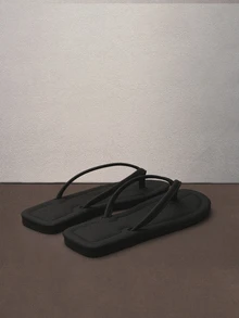 Hatastic 法式软底人字拖女式户外鞋，2025夏季新款多功能高端罗马沙滩拖鞋音乐节 - 黑色 - 查看 3