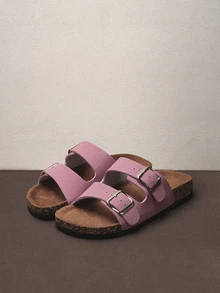 Hatastic Dép bệt đế bằng bằng nút bần thời trang, kiểu dáng thoải mái và đi biển, dép xăng đan hở mũi mùa hè unisex, thích hợp cho các lễ hội âm nhạc. - Hồng - Xem 1