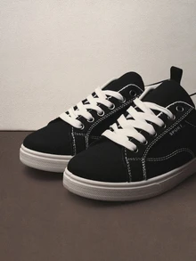 Hatastic Women's Casual Sporty Canvas Sneakers, Breathable Non-Slip Student Shoes - Black - View 2