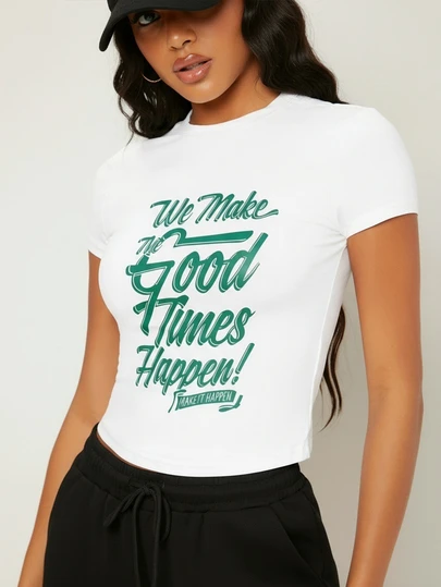 Basic Green Patterned Solid Color Slim Fit T-Shirt, Summer Green T-Shirt, St. Patrick's Day White