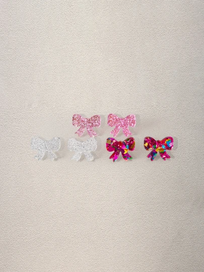 Hatastic 3pcs/Set Elegant Colorful Bowknot Design Women Jewelry Set, Gifts For Female Friends On Valentine's Day,Mom,Mother,Mother's Day,Gift Music Fest