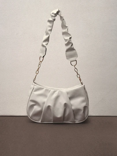 Hatastic New Vintage Commuter White Simple Pleated Cloud Shoulder Bag