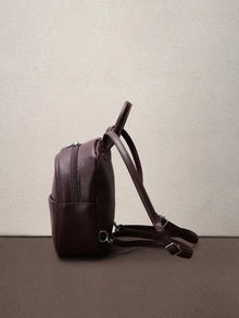 Hatastic Fashion Cute Lightweight Shoulder Pu Small Backpack, Casual Ladies Go Out All The Small Bags, Retro Brown Mini Schoolbag - Coffee Brown - View 4