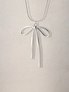 Hatastic 1 Pc Bow-Tie Shaped Gold-Plated Pendant Necklace, Stainless Steel Gold-Plated Snake Chain, Daily Wear Clavicle Chain, Elegant & Cute Gift For Friends & Anniversaries - Bow - View 5