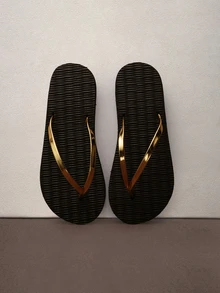 Hatastic 女士金属色人字拖，时尚金色音乐节人字拖 - 金色 - 查看 2