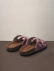 Hatastic Dép bệt đế bằng bằng nút bần thời trang, kiểu dáng thoải mái và đi biển, dép xăng đan hở mũi mùa hè unisex, thích hợp cho các lễ hội âm nhạc. - Hồng - Xem 3
