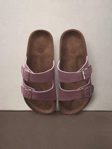 Hatastic Dép bệt đế bằng bằng nút bần thời trang, kiểu dáng thoải mái và đi biển, dép xăng đan hở mũi mùa hè unisex, thích hợp cho các lễ hội âm nhạc. - Hồng - Xem 2