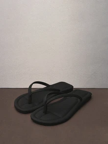 Hatastic 法式软底人字拖女式户外鞋，2025夏季新款多功能高端罗马沙滩拖鞋音乐节 - 黑色 - 查看 1