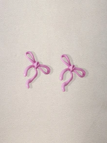 Hatastic 1 Pair Delicate, Fashionable, Lightweight, Versatile, Elegant, High-End, Unique Bow Design Women Earrings Music Fest - Pink - View 1