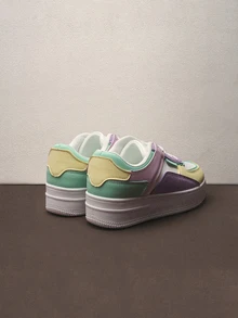 Hatastic 秋冬女士厚底系带休闲鞋，时尚防水厚底运动鞋，白色 - 彩色 - 查看 5