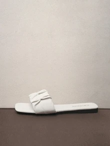 Hatastic New Pleated Ruffle Square Toe Casual Flip Flops, Flat Holiday Style Sandals Music Fest - White - View 5