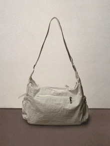 Hatastic New Spring/Summer Drawstring Cloud Pleated Shoulder Bag, Crossbody Bag For Women - Beige - View 5