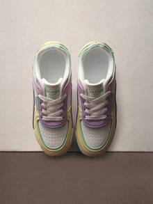 Hatastic 秋冬女士厚底系带休闲鞋，时尚防水厚底运动鞋，白色 - 彩色 - 查看 2