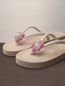 Hatastic 女士平底凉鞋人字拖，可爱粉色露趾沙滩鞋，简约风格，适合假日和海滩音乐节 - 粉色 - 查看 5