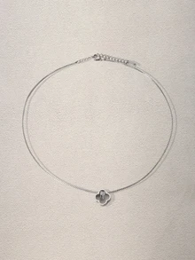 Hatastic 1 件时尚优雅畅销项链，精致微镶嵌锆石四叶花项链，独特奢华女士锁骨链 - 鋯石四葉小蠻腰項鍊 - 查看 1