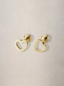 Hatastic 1 Pair Of Hollow Heart Stud Earrings Heart Twist Screw Ear Bone Studs Music Fest Back To School - View 5