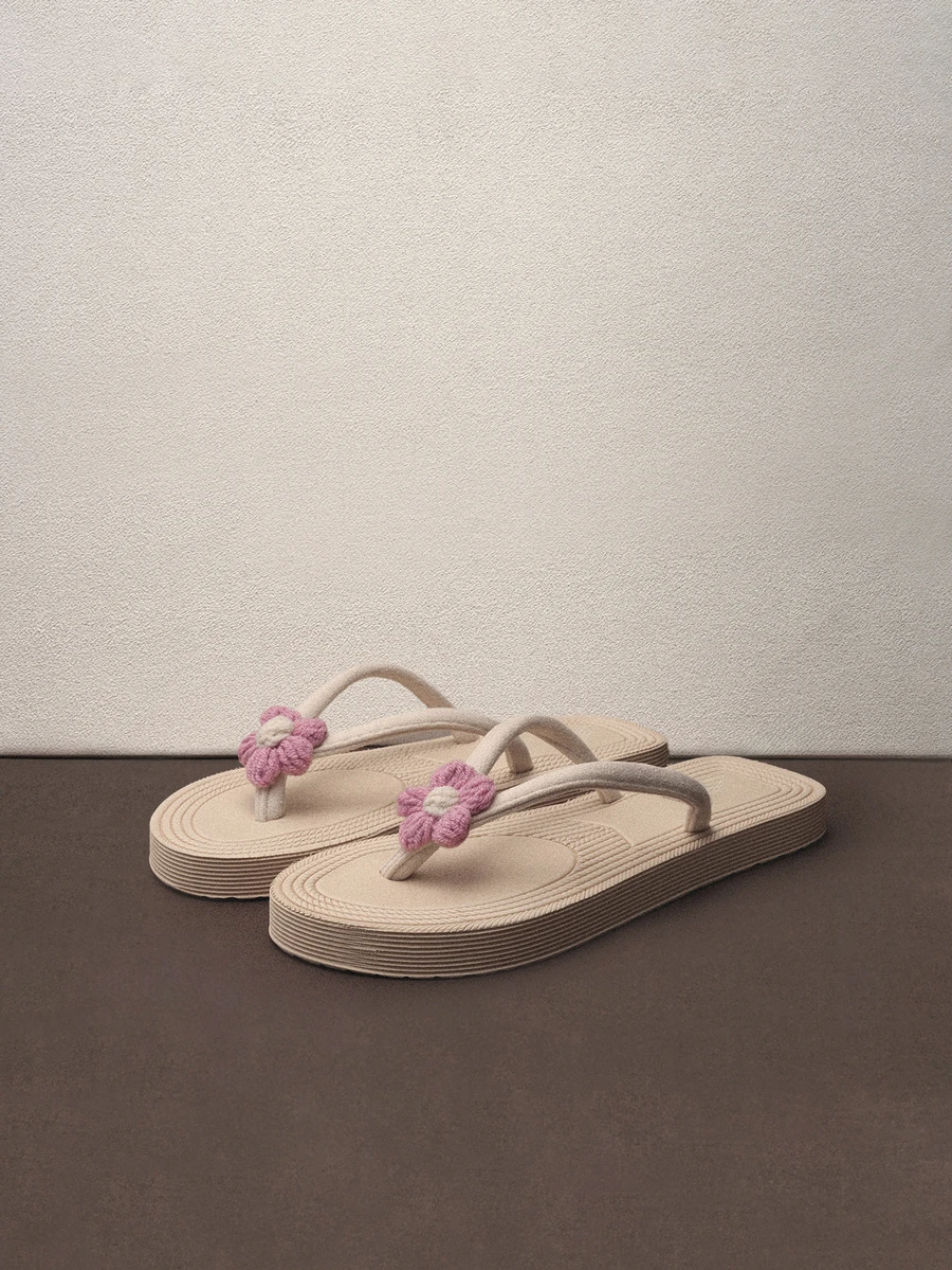 Hatastic 女士平底凉鞋人字拖，可爱粉色露趾沙滩鞋，简约风格，适合假日和海滩音乐节 - 粉色 - 查看 1