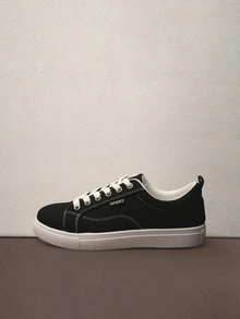 Hatastic 2025春秋新款女式时尚休闲运动滑板鞋，防滑学生运动鞋，帆布透气音乐节鞋 - 黑色 - 查看 5