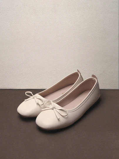 Hatastic Women's Soft Low Cut Bowknot Ballet Flats, Lightweight, British Style, European And American Version