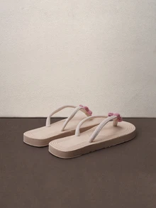 Hatastic 女士平底凉鞋人字拖，可爱粉色露趾沙滩鞋，简约风格，适合假日和海滩音乐节 - 粉色 - 查看 3