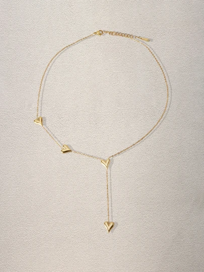 Hatastic 1 件不锈钢心形吊坠项链，配金色流苏，是女士海滩佩戴的完美配饰，母亲节礼物，不含情人节礼盒