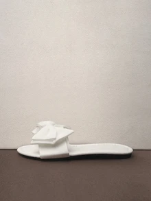 Women's Fashion Flat Sandals, Woven 2025 Summer New Floral Round Toe Slip-On Slippers Music Fest - White - View 4