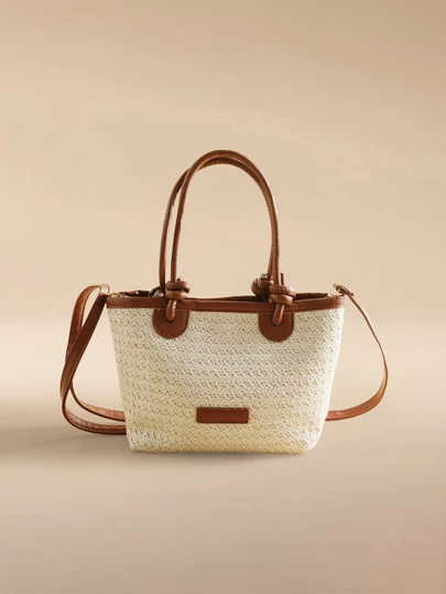 Glizzene Mini Fashionable Faux Straw Handbag, Suitable For Party, Outing, Vacation, Shopping And Daily Use. Can Store Coins And Phones. Suitable For White Collar, College Students, Career Women, Elegant Ladies. Wedding Wedding