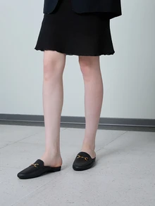 CHICVUE ZPWZ2025 新款时尚女士一脚蹬穆勒凉鞋，百搭时尚针织软底防滑拖鞋 - 黑色 - 查看 2