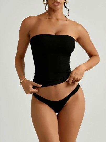 Fyxelle 女士休闲修身抹胸上衣，春夏百搭