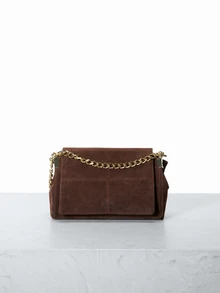 CHICVUE Vintage Quilted Coffee Brown Suede Square Bag, Modern Minimalist Luxury Style Women's Shoulder Bag, Decorated With Embroidery Thread And Metal Chain, Zipper Closure, Suitable For Daily Shopping And Casual Wear, Compact And Portable. - Coffee Brown - View 2