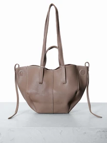 CHICVUE Neue koreanische Nische Tasche mit Litschi-Textur und plissierter Schulter für Damen, vielseitige Pendler-Shopper mit großem Volumen, elegante, stilvolle Vintage Unterarm-Tasche, hochwertige Mode-Schultertasche, Handtasche, französisches Nischen-Design Einkaufstasche mit großer Kapazität, Pendler-Tasche - Grau - Übersicht 2