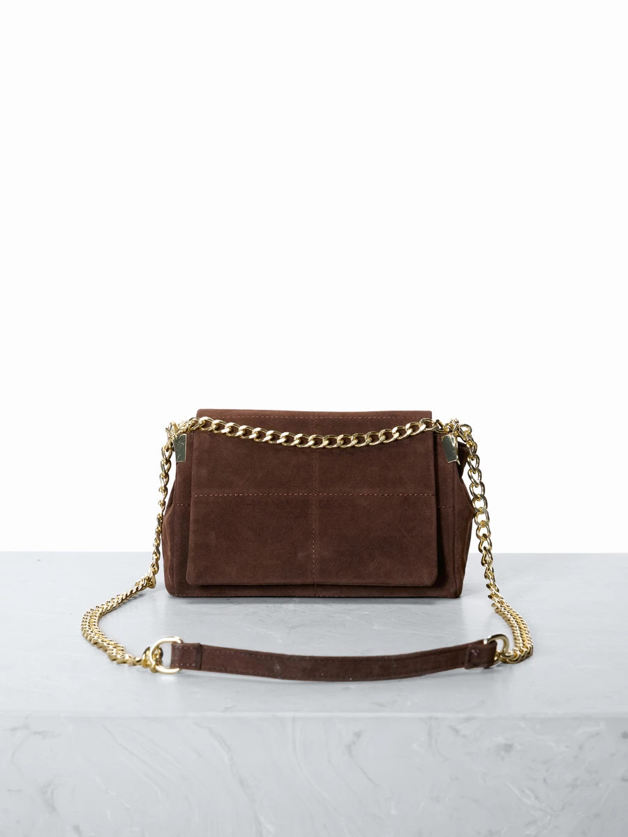 CHICVUE Vintage Quilted Coffee Brown Suede Square Bag, Modern Minimalist Luxury Style Women's Shoulder Bag, Decorated With Embroidery Thread And Metal Chain, Zipper Closure, Suitable For Daily Shopping And Casual Wear, Compact And Portable. - Coffee Brown - View 1