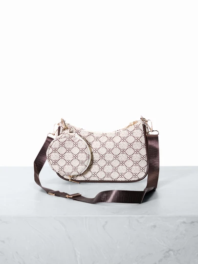 CHICVUE 迷人、優雅、精緻度假、舊款便攜式幾何印花流浪漢包拉鍊帶零錢包適合青少年女孩女大學生、白領、菜鳥和白領完美辦公室、完美戶外、完美派對、舞會、晚餐、婚禮、工作、商務、通勤、女士包附一角錢袋