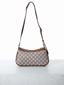 CHICVUE Classic French Style Clutch Bag, Multi-Functional Waterproof All-Over Printed Fabric, Metal Buckle Decor, Adjustable Long Shoulder Strap, Zipper Closure, Contrast Stitching Design, Niche Casual Women's Shoulder Bag, Wallet, Shoulder Bag, Business Commuter Bag, Suitable For Shopping, Commuting And Outdoor Gatherings. - Coffee - View 2