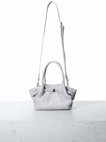 CHICVUE 2025 New Vintage Fashion Pleated Small Tote Bag, Minimalist Commuter Shoulder Crossbody Bag - Grey - View 4