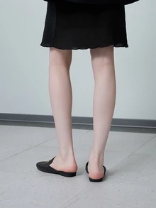 CHICVUE ZPWZ2025 新款时尚女士一脚蹬穆勒凉鞋，百搭时尚针织软底防滑拖鞋 - 黑色 - 查看 4