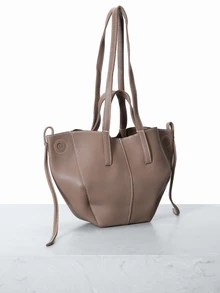 CHICVUE Neue koreanische Nische Tasche mit Litschi-Textur und plissierter Schulter für Damen, vielseitige Pendler-Shopper mit großem Volumen, elegante, stilvolle Vintage Unterarm-Tasche, hochwertige Mode-Schultertasche, Handtasche, französisches Nischen-Design Einkaufstasche mit großer Kapazität, Pendler-Tasche - Grau - Übersicht 4