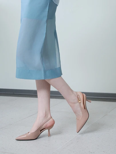 CHICVUE Fall/Winter 2025 Women's Pointed Toe Backless High Heel Sandals, French Thin Heel Design, Buckle Closure, Versatile & Comfortable, Casual Lady Style,Elegant,Women Pumps,Elegant