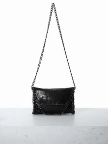 CHICVUE Women's Fashion Casual Shoulder Crossbody Bag, Handmade Woven Flap Messenger Bag, Foldable Handbag, Polyester Material, New For Spring 2025 - Black - View 5