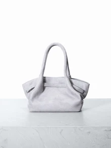 CHICVUE 2025 New Vintage Fashion Pleated Small Tote Bag, Minimalist Commuter Shoulder Crossbody Bag - Grey - View 3