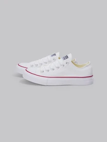 DareSee Black Canvas Shoes, Women's Shoes, Sneakers, Men's Shoes, Canvas Shoes, Spring/Autumn Style, Korean Version, Minimalist Fashion Casual Lace-Up Athletic Shoes, Classic Low-Top Canvas Shoes, Versatile Casual Skateboard Shoes Music Fest - White - View 2