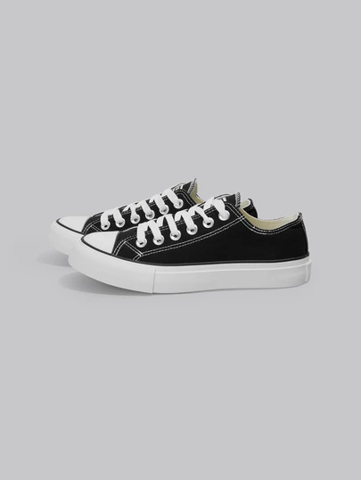 DareSee Black Canvas Shoes, Women's Shoes, Sneakers, Men's Shoes, Canvas Shoes, Spring/Autumn Style, Korean Version, Minimalist Fashion, Casual Lace-Up Athletic Shoes, Classic Low-Top Canvas Shoes, Versatile Casual Skateboard Shoes Music Fest