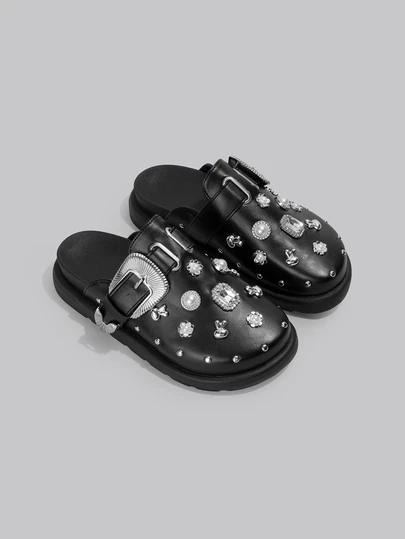 DareSee Scarpe Oxford da donna alla moda e confortevoli con tacco a zeppa e suola spessa, con borchie, adatte per San Valentino, ciabatte da festival musicali