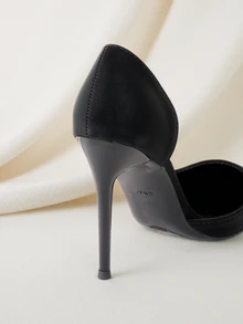 Clariva 2025秋冬季尖头细高跟浅口鞋，性感优雅，适合派对装扮，尖头高跟鞋 - 黑色 - 查看 4
