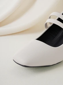 Clariva 5厘米布面包跟女士时尚金属米色玛丽珍粗跟礼服鞋 - 米色 - 查看 5