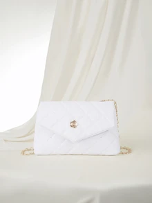 Clariva Mini Fashionable Flap Chain Crossbody Bag, Quilted Women's Shoulder Messenger Bag For Phone, Suitable For Gifts, Vacation, Shopping , Valentines Gifts - White - View 1
