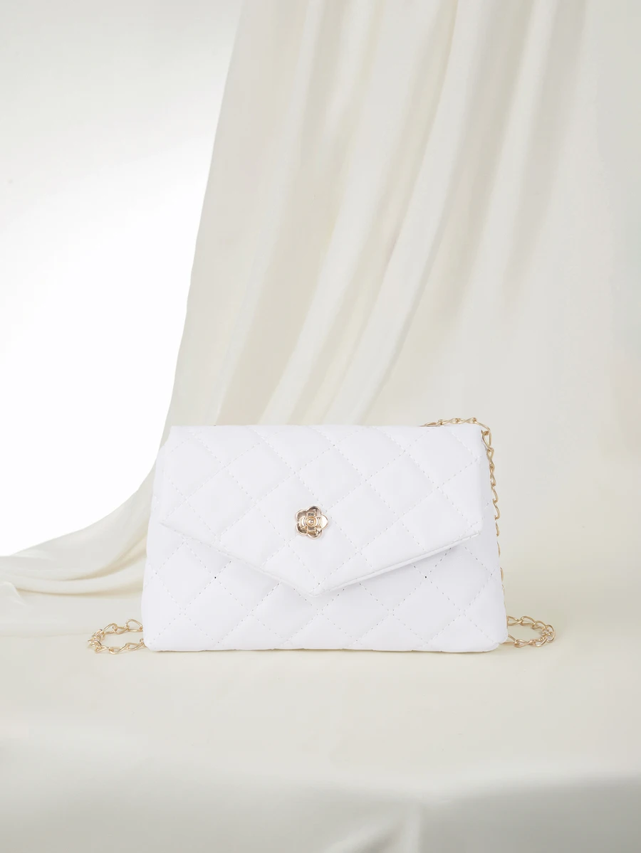 Clariva Mini Fashionable Flap Chain Crossbody Bag, Quilted Women's Shoulder Messenger Bag For Phone, Suitable For Gifts, Vacation, Shopping , Valentines Gifts - White - View 1